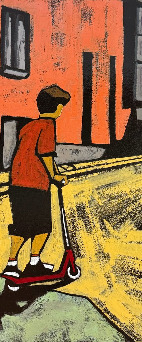 Original Painting "Boy On Scooter" by Daria Baklykova