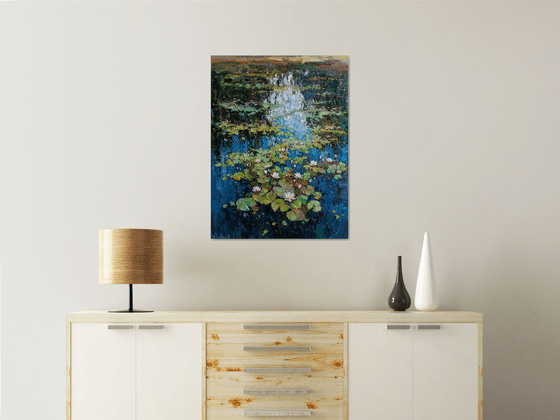 White Water Lilies in the Pond