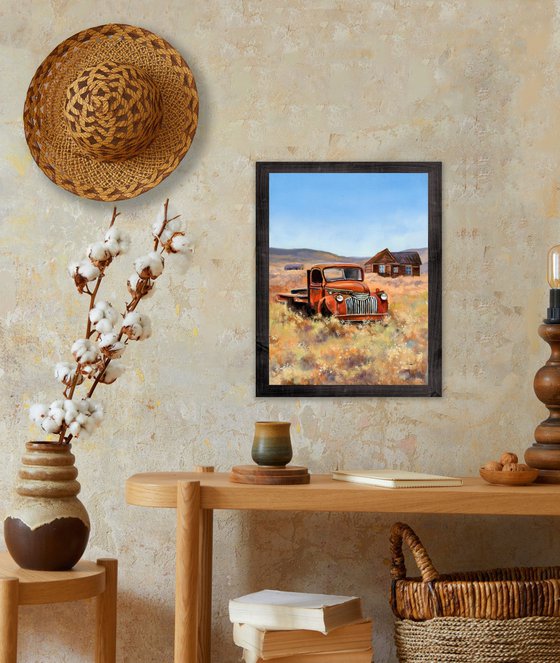 Abandoned old rusty pickup car