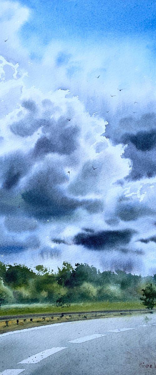 Road and clouds by Eugenia Gorbacheva