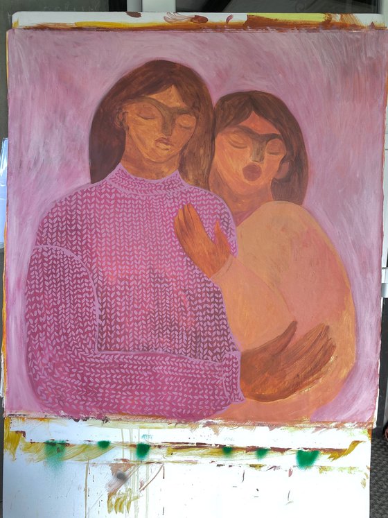 Knitted pink sweater