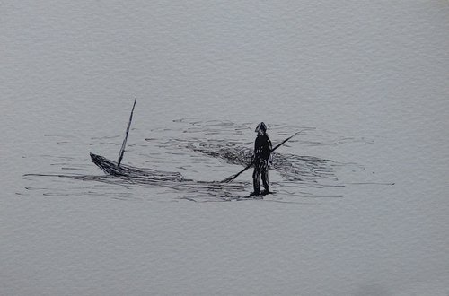 The Fisherman, 20x13 cm by Frederic Belaubre