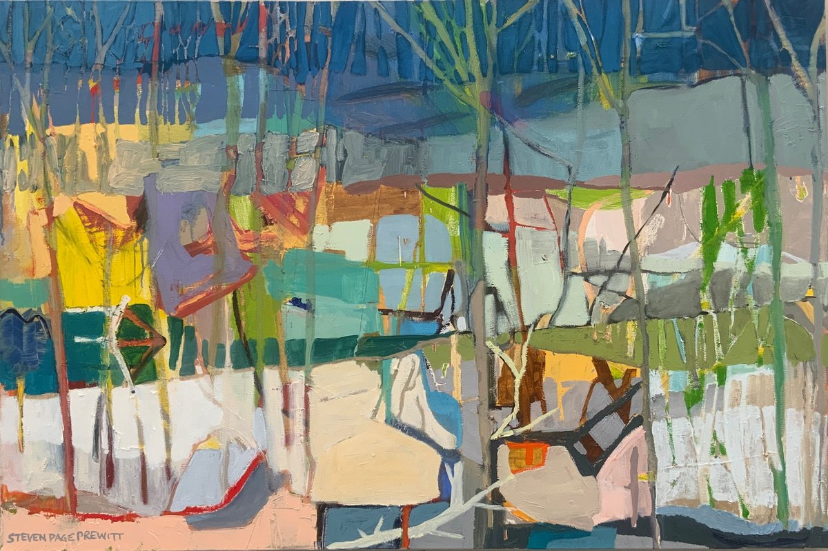 Impressionistic Abstract Oil Painting By Steven Page Prewitt, 36 X 24", A Kitchen Sink Of Weather, Original Artwork