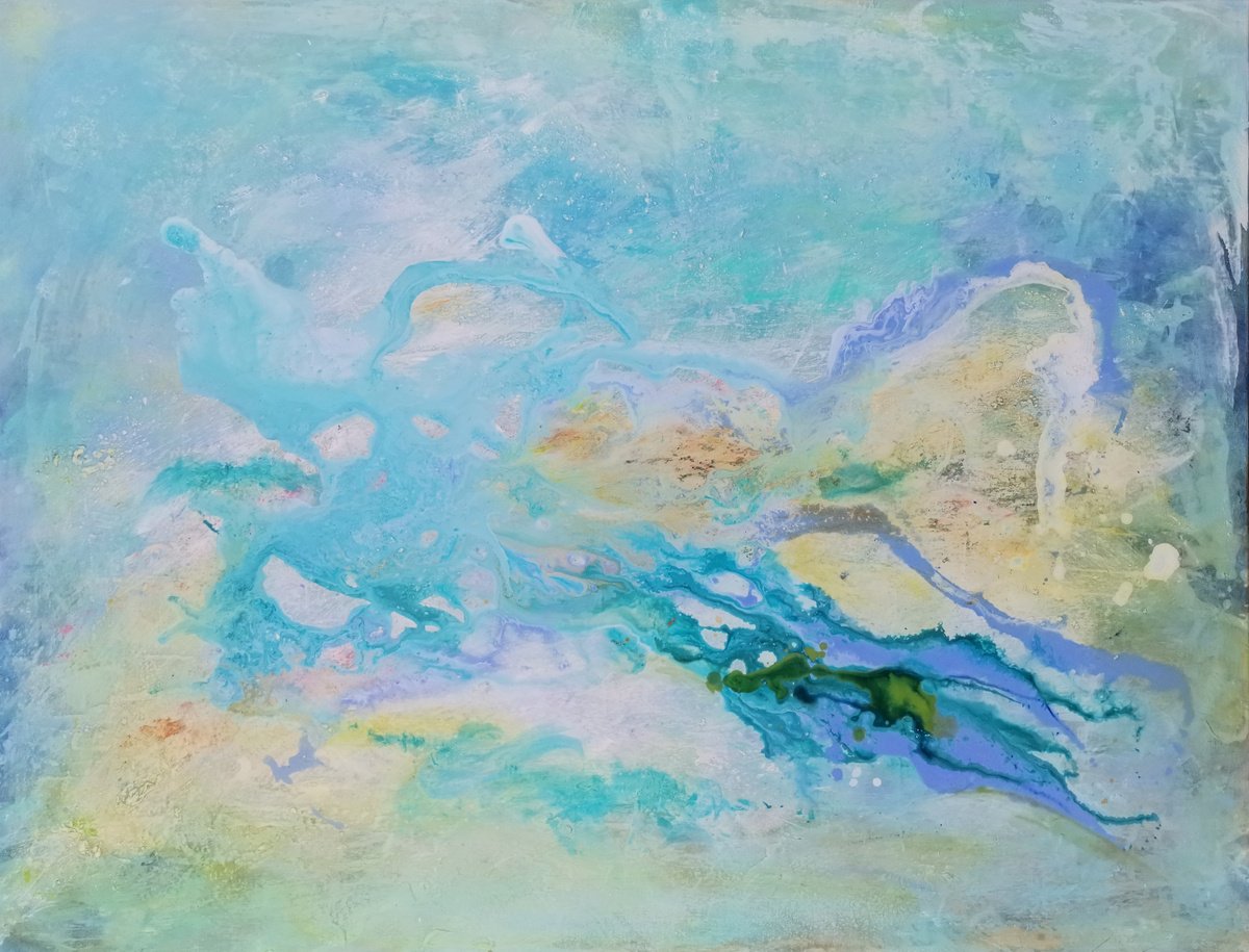 Organic Abstract Acrylic Painting By Doris Duschelbauer, 46 X 35, Imagination Is Everywhere, Original Artwork