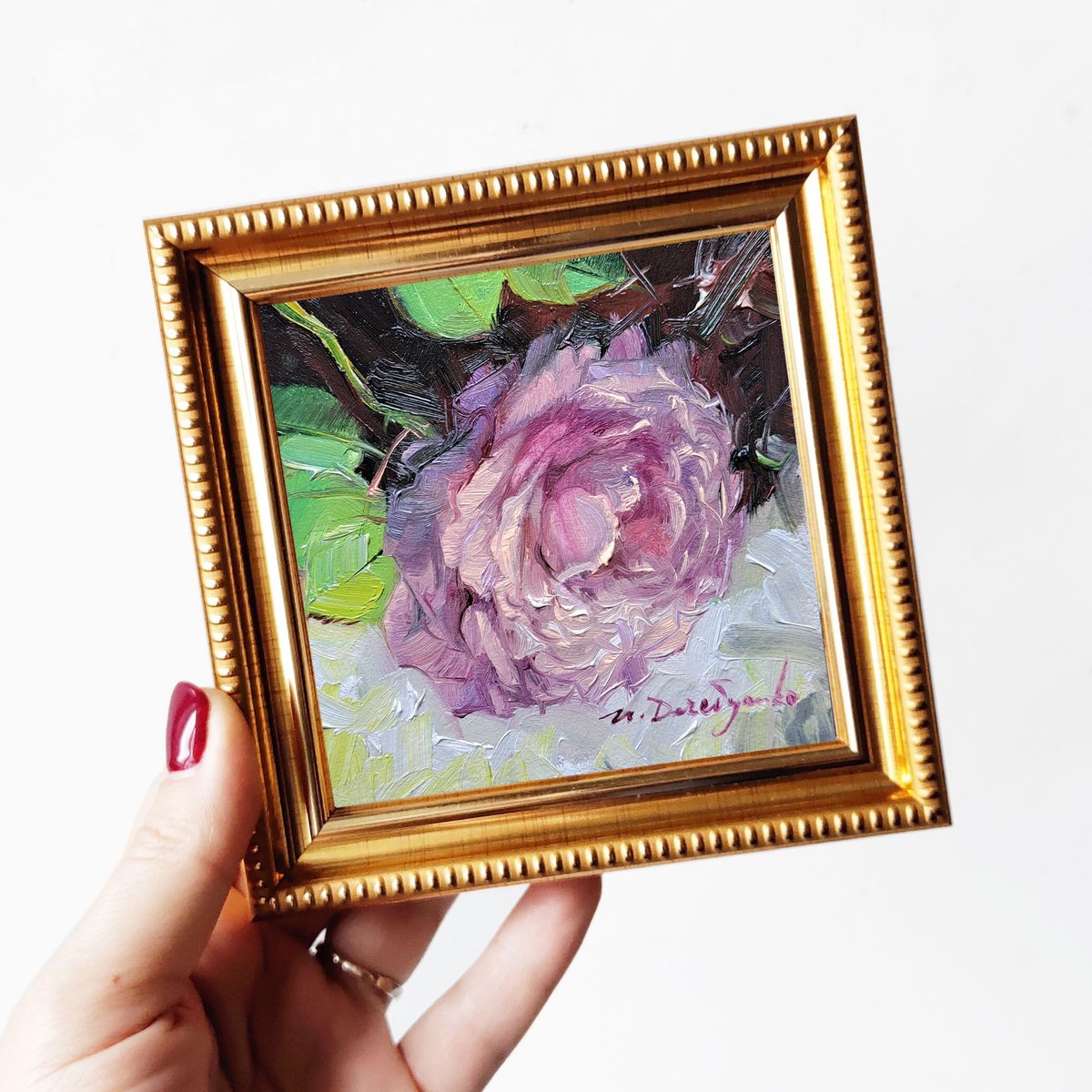 Roses flowers oil painting original, art Floral painting pale purple rose artwork impressi... by Nataly Derevyanko