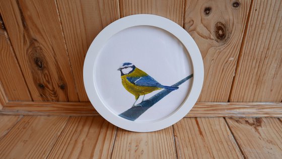 Framed Bird art. Blue tit. Part 1