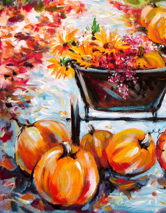 Pumpkins and flowers II