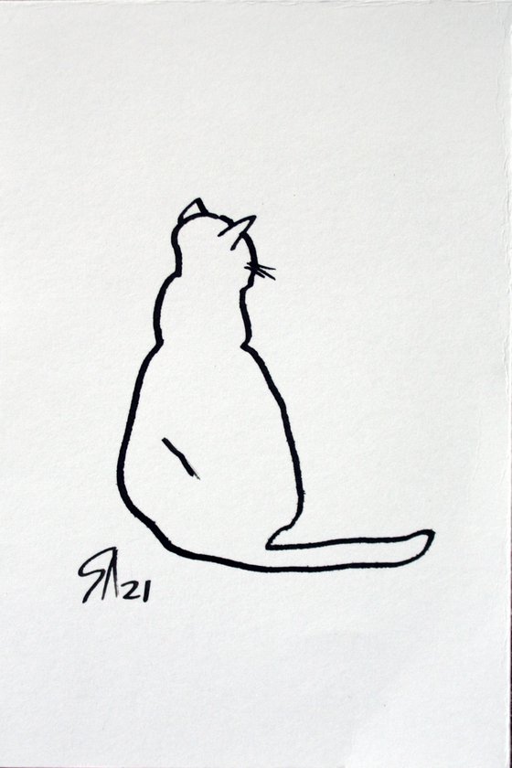 Cat portrait II.  From my a series of LIVE LINE /  ORIGINAL PAINTING