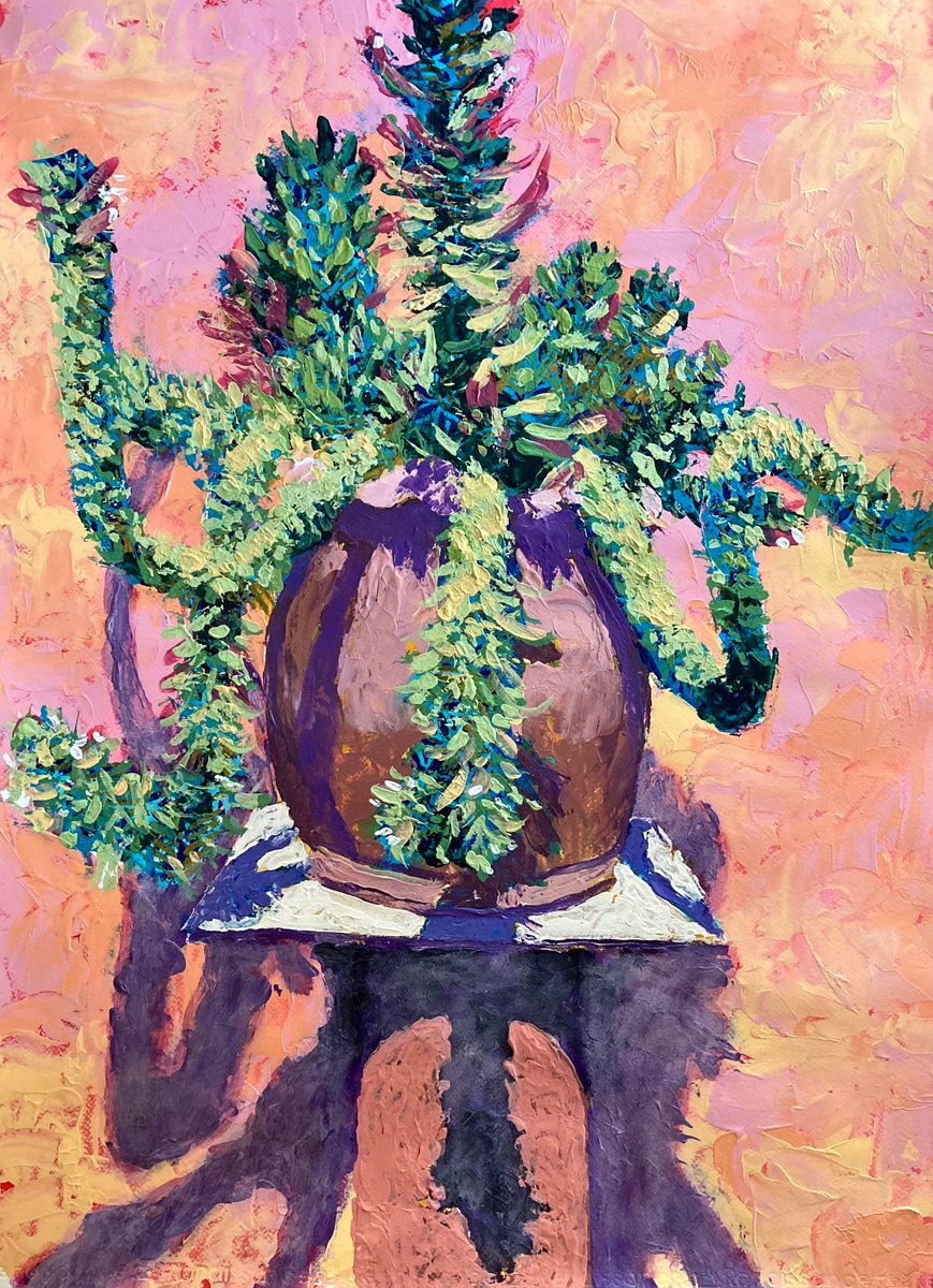 Impressionistic Botanical Acrylic Painting By John Cottee, 22 X 30, Naga Plant, Original Artwork