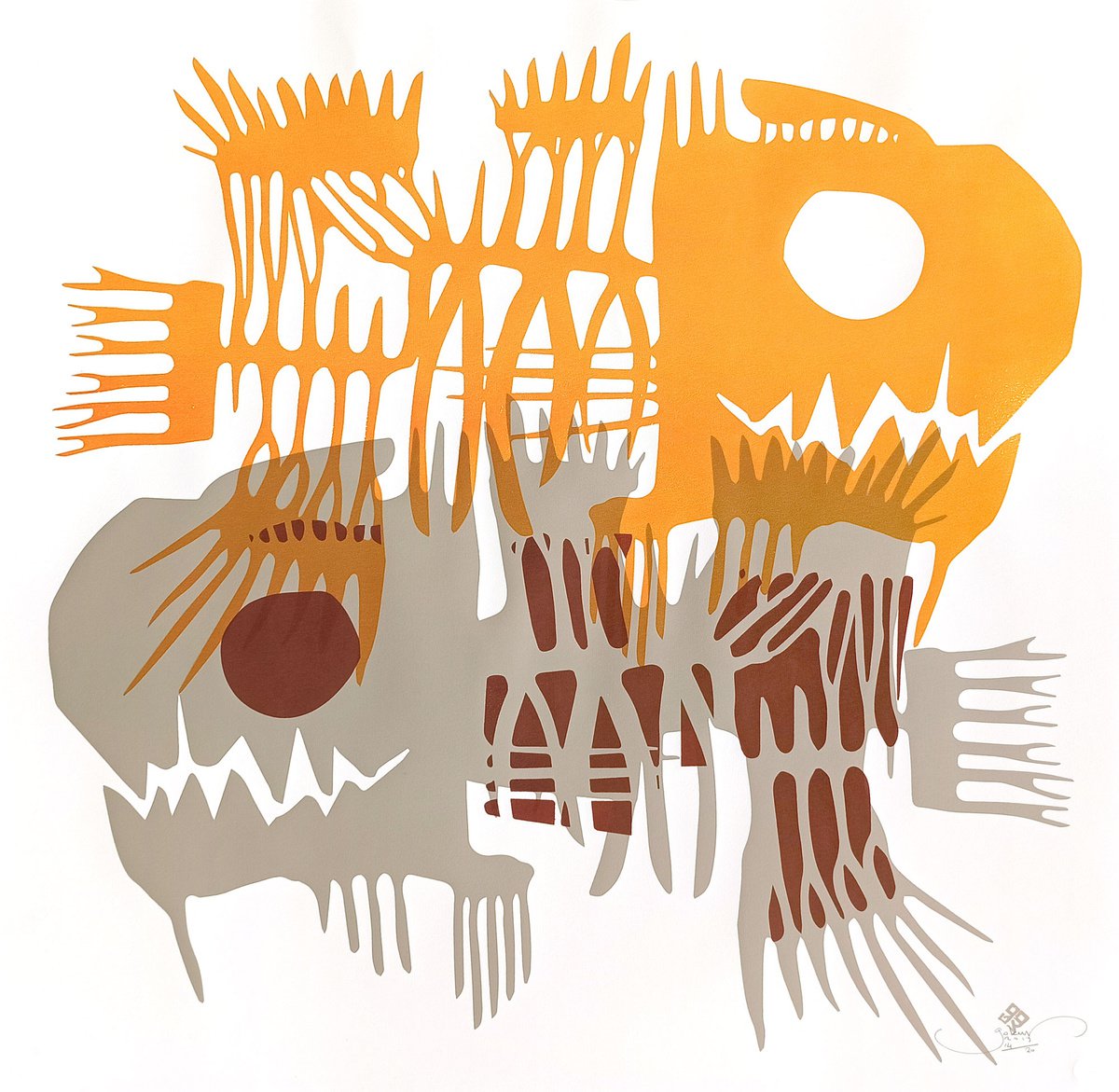 Illustrative Screenprint , Fishbone 02 By Gokhan Okur, 28 X 28, Artwork For Sale On Artfinder