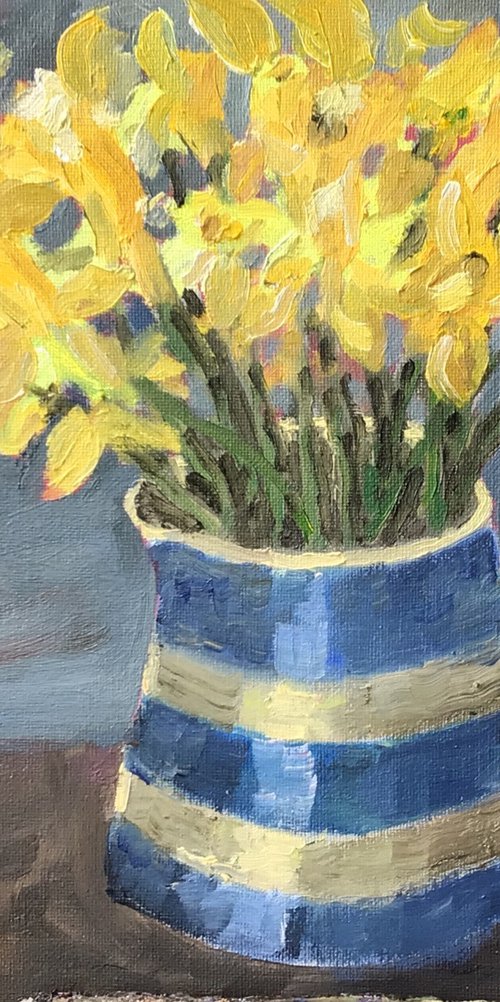 Daffodils in a Cornish Jug by Julian Lovegrove Art