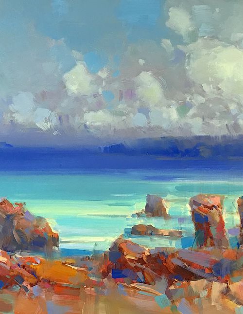 Pacific Highway, Original oil painting, Handmade artwork, One of a kind by Vahe Yeremyan