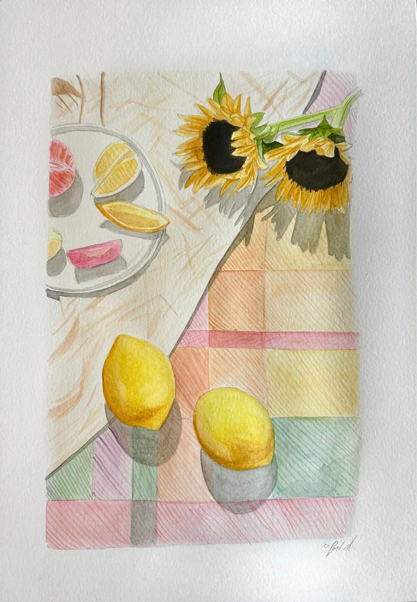 Impressionistic Watercolour , Lemon Picnic By Amelia Taylor, 8 X 12, Artwork For Sale On Artfinder