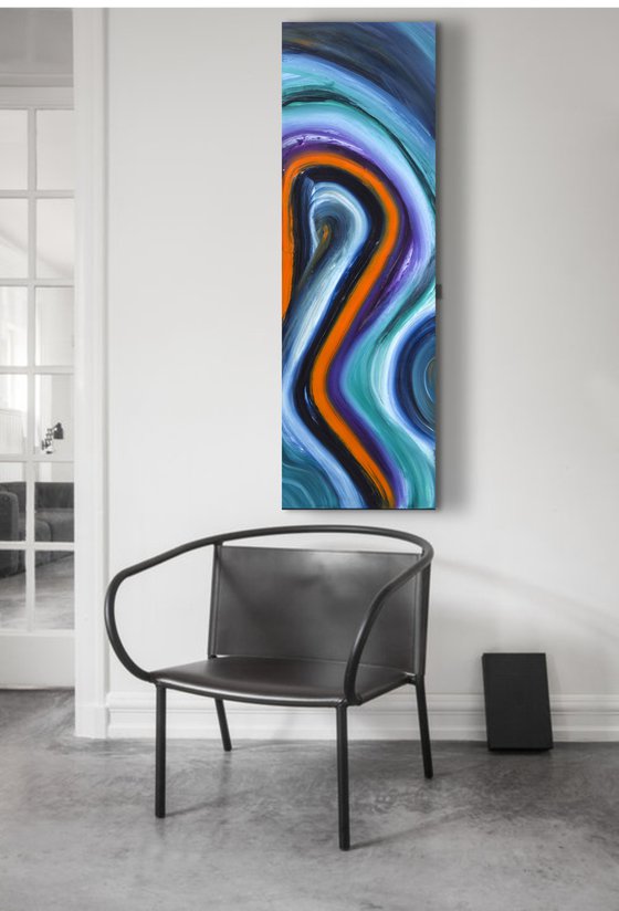 Forty-five, 40x120 cm, Original abstract painting, oil on canvas