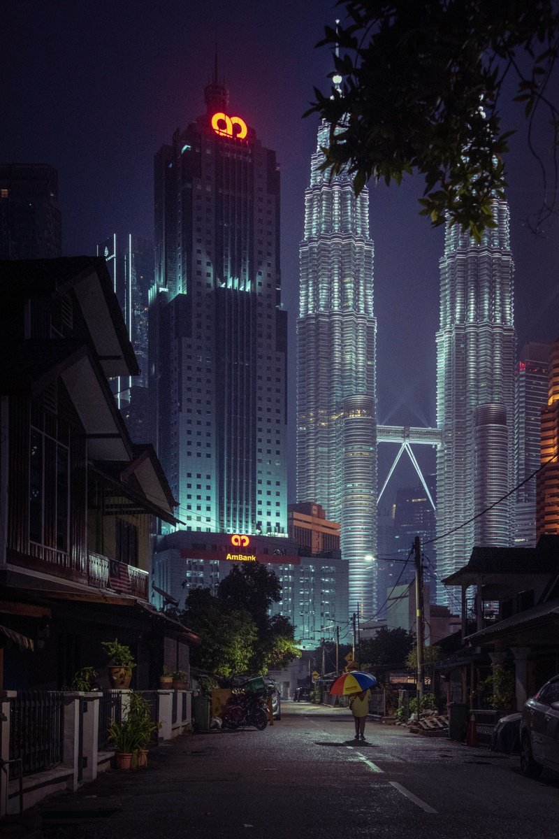 Photorealistic Cityscapes Photograph By Serge Horta, 24 X 36", The Umbrella Lady, Original Artwork