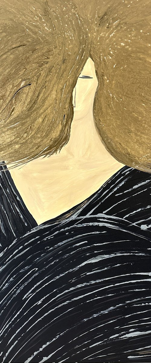 "Doree " - Gold Figurative Portrait by Kseniia Turik