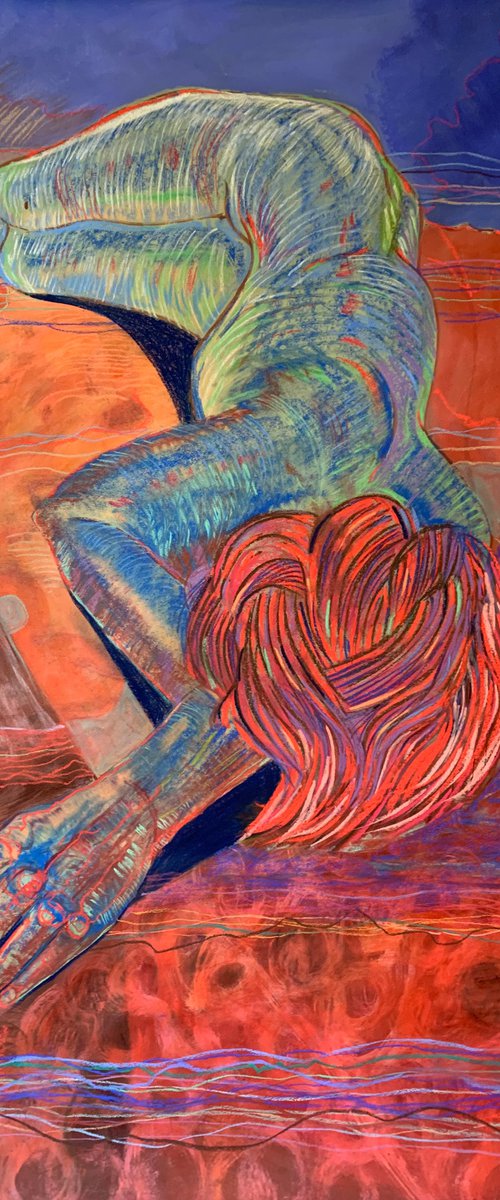 “Portrait of a Female Nude lying on a Beach” by Hanna Bell