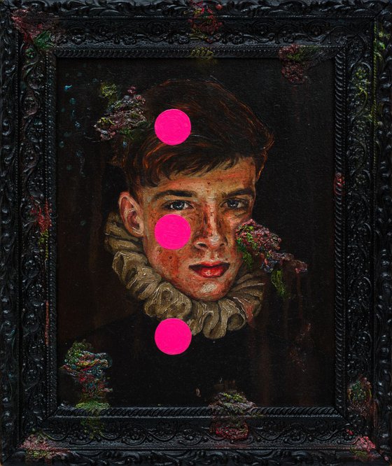Portrait of a Young Man with Pink Circles