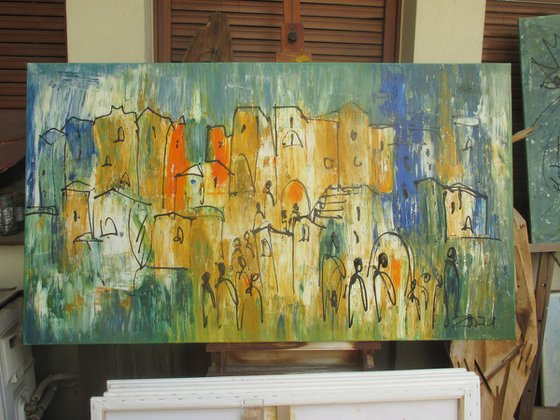 mediterrian citylife xl Acrylpainting 31,4 x 55,2 inch