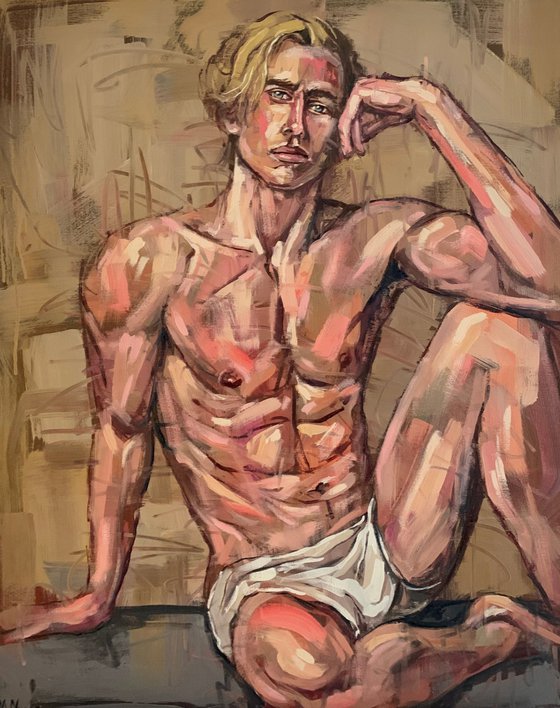 Male nude man naked figure gay erotic queer oil painting