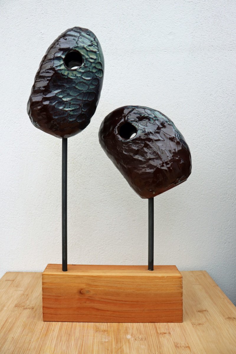 Abstract Clay Sculpture By Koen Lybaert, 13 X 21", Together [Abstract Sculpture], Original Artwork