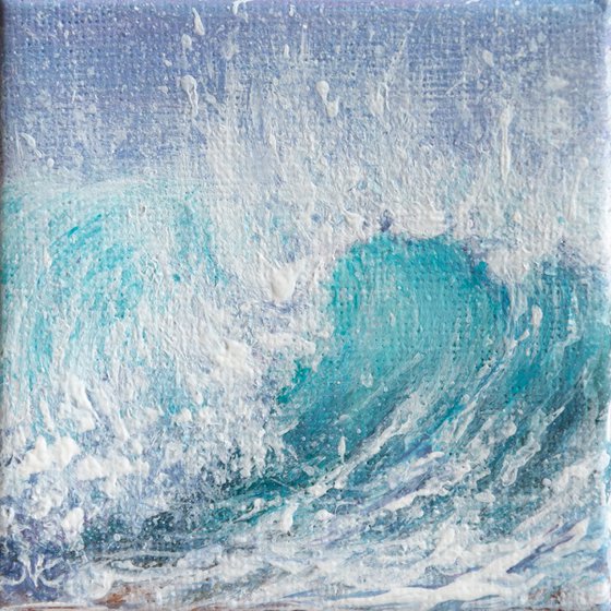Miniature blue ocean waves