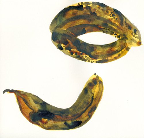 Original Unframed Watercolour Painting of Bananas by Hannah Clark