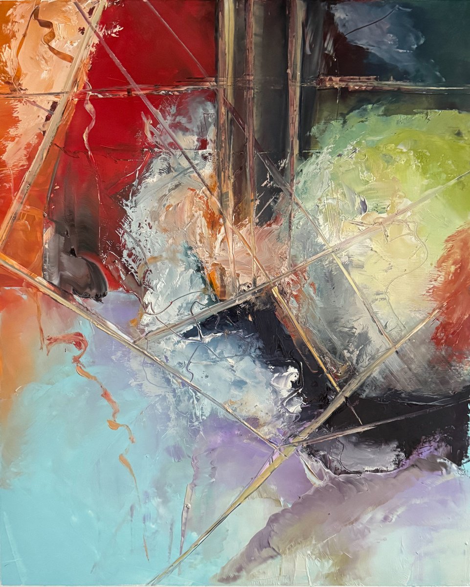 Organic Abstract Oil Painting By Lola Jovan, 15 X 19", Weltschmerz, Original Artwork