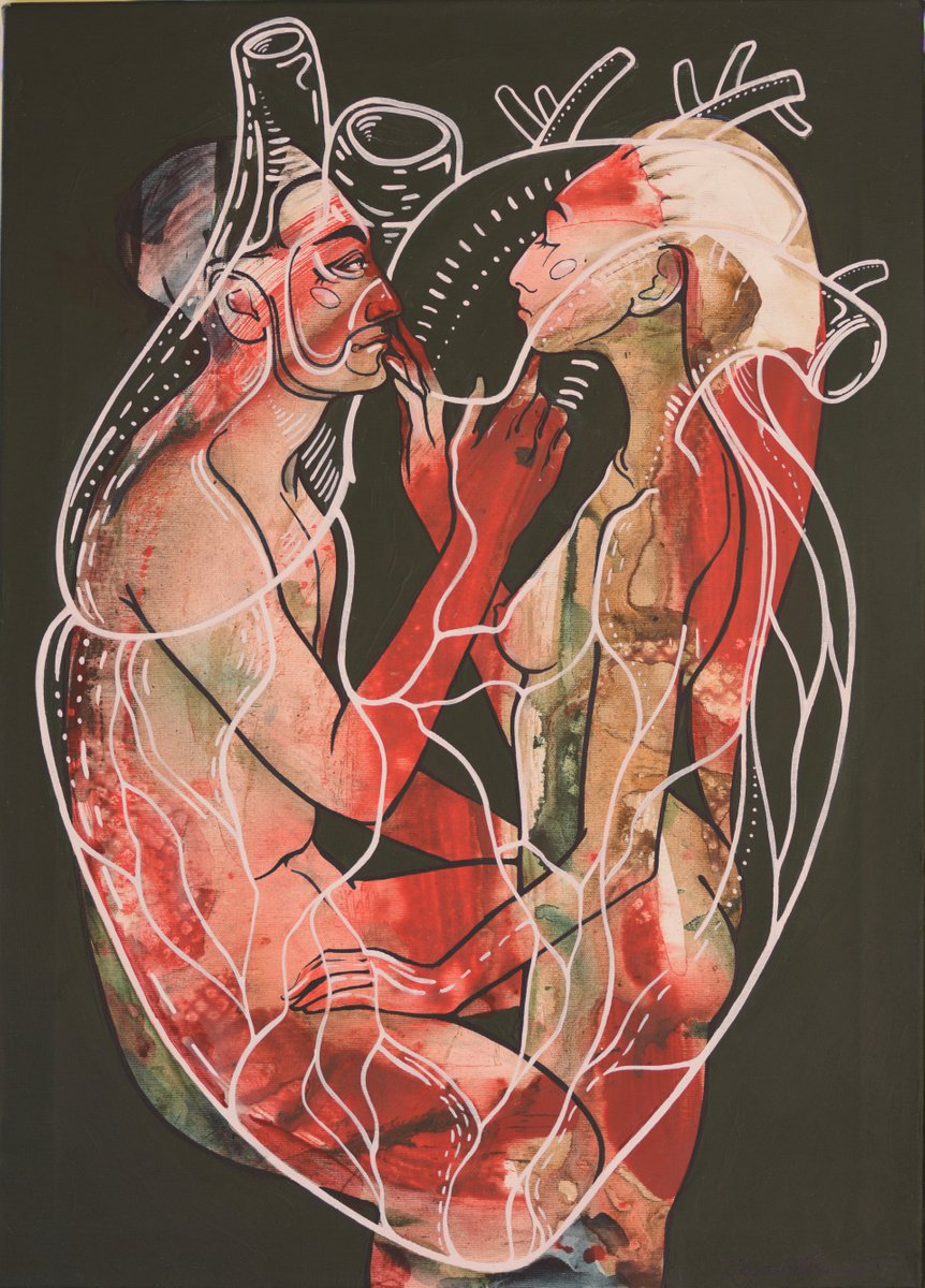 Surrealistic Acrylic Painting , Share Your Heart By Tetiana Cherevan, 20 X 28, Artwork For Sale On Artfinder