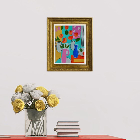 Still Life Interior with 4 Vases