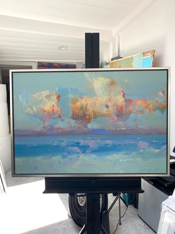 Ocean Clouds, Original oil painting, Handmade artwork, One of a kind