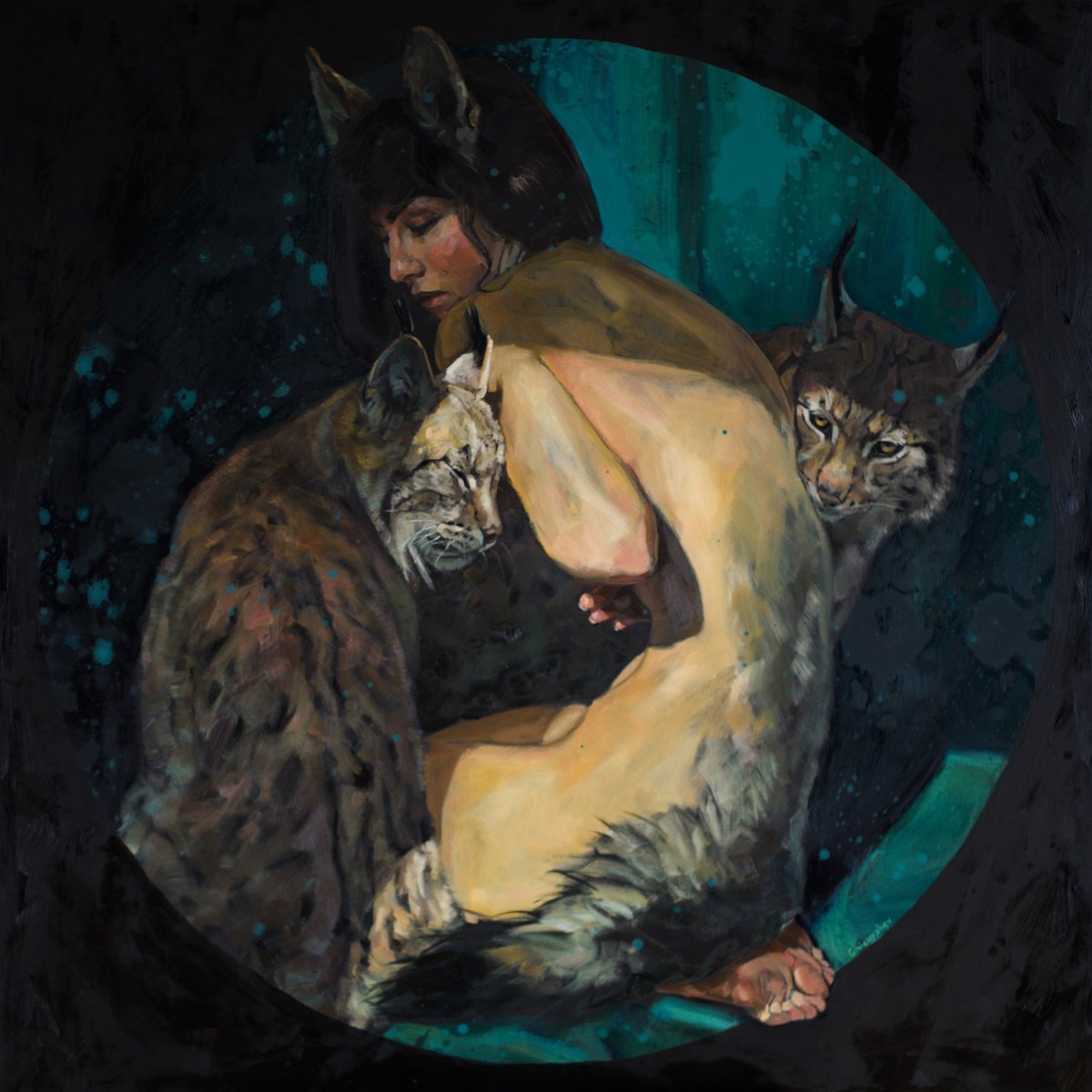 Surrealistic Portrait Oil Painting By Oleksii Gnievyshev, 39 X 39", Therian, Original Artwork