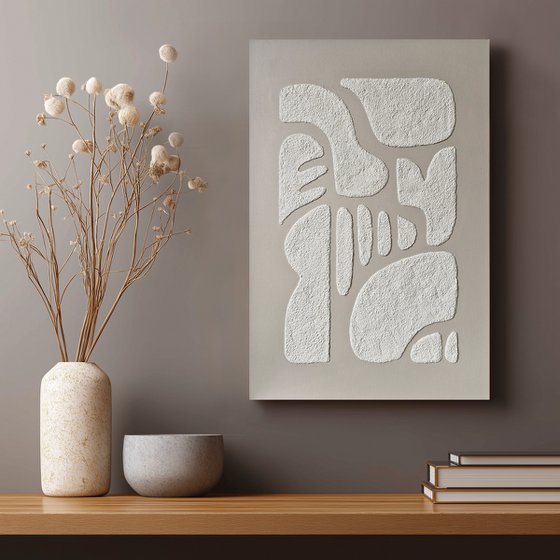 "Rye 3" Gray white abstract textured art
