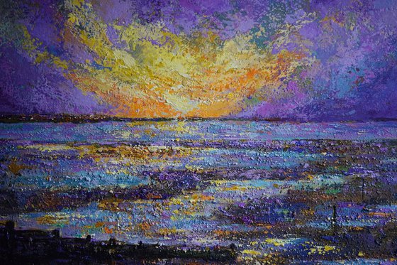 Whitstable Sunset landscape painting,