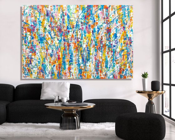 You Make Me Feel Good - XL LARGE,  ABSTRACT ART, PALETTE KNIFE ART – EXPRESSIONS OF ENERGY AND LIGHT. READY TO HANG!