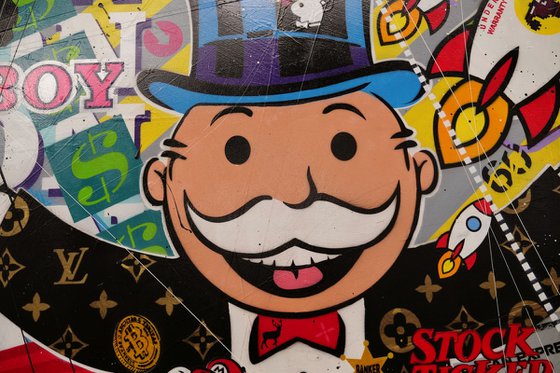 Monopoly Buy or Sell 270cm x 120cm Monopoly Man Textured Urban Pop Art