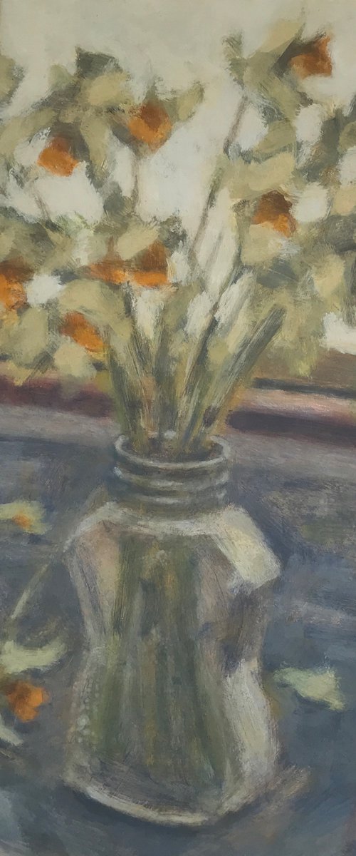 Daffodils in a jar by Hugo Lines