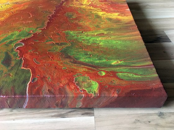 "Line In The Sand" - FREE USA SHIPPING - Original Abstract PMS Fluid Acrylic Painting - 36 x 18 inches