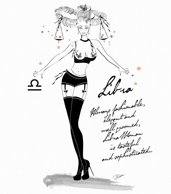 Libra - Bilancia - Astrology - Zodiac - AstroPinup - Pinup Girl - Erotic - Birthday - Gift