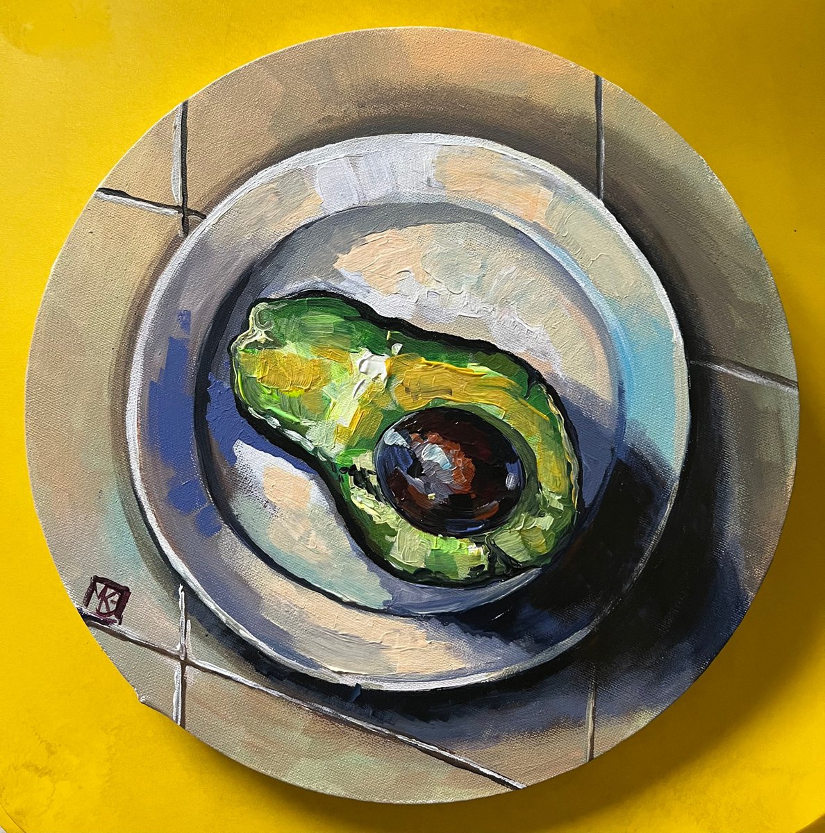 Avocado Plate By Maria Kireev, 12 X 12, Artwork For Sale On Artfinder