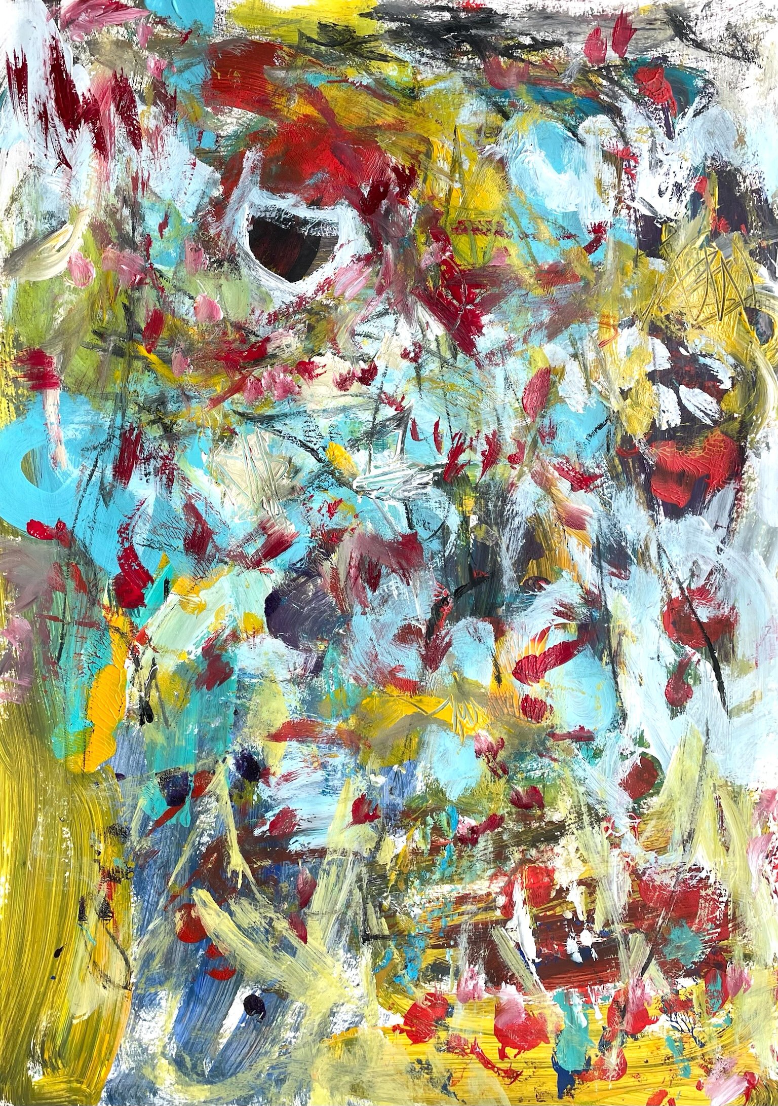 Organic Abstract Acrylic Painting By Christel Haag, 17 X 23, Voll Das Leben 2, Original Artwork