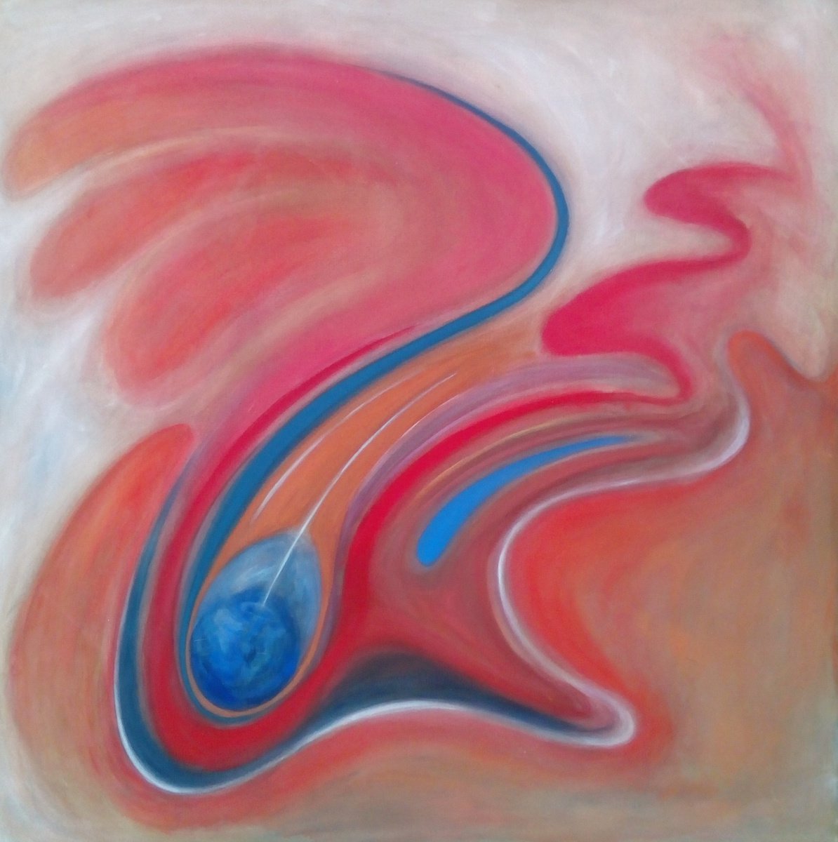 Organic Abstract Acrylic Painting By Michael Rofka, 47 X 47", Seed, Original Artwork