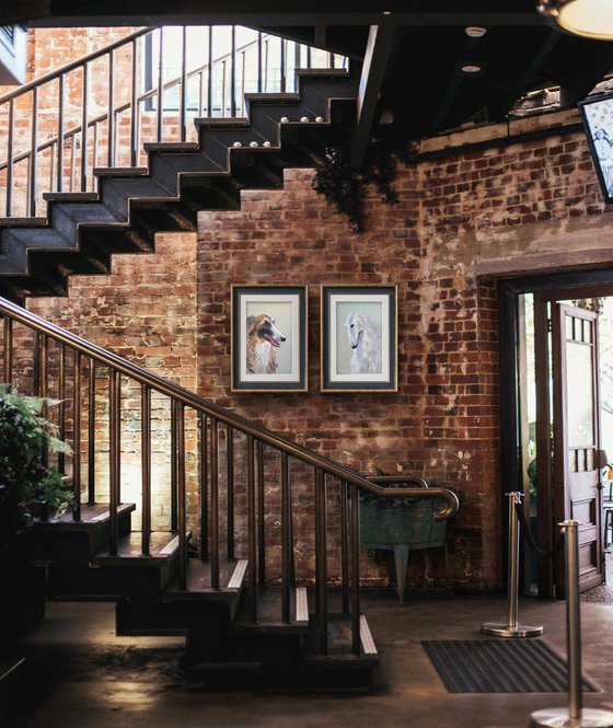 Twin Dog Portraits Pastel