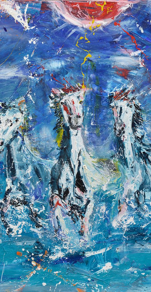 Horse painting - WILD HORSES VI 80 x 100 x 4,5 cm. | 31.5"x 39.37" Equine art by Oswin Gesselli by Oswin Gesselli