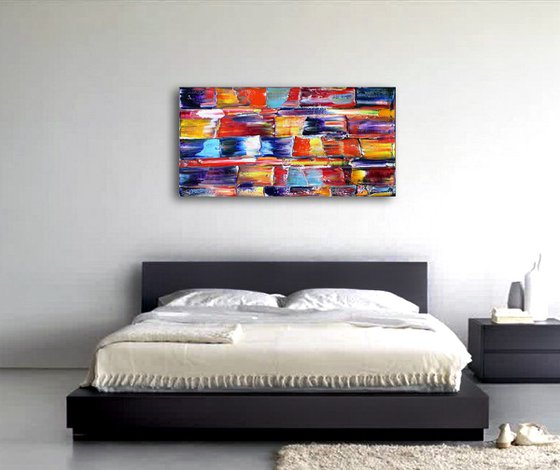 "Liberation" - Original Large PMS Oil Painting On Canvas - 48 x 24 inches