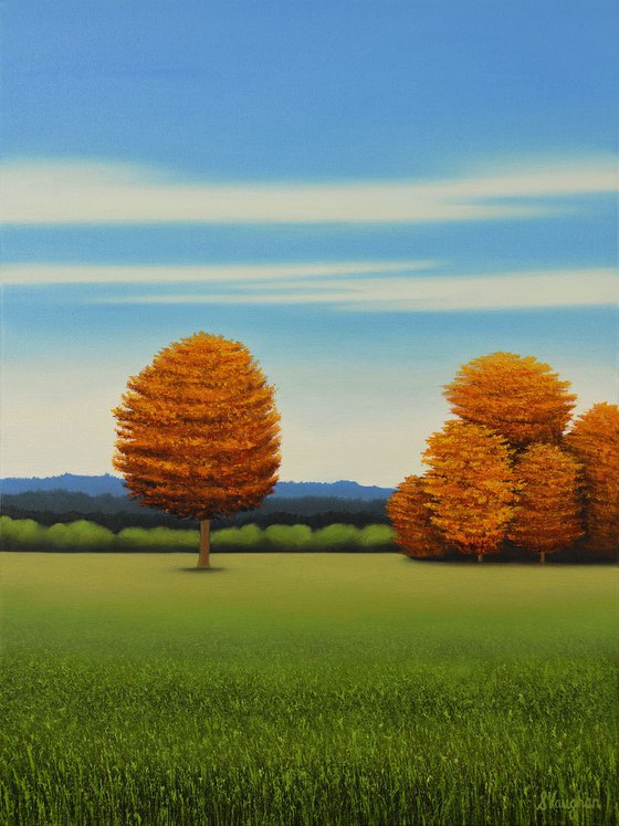 Autumn Gold and Red - Blue Sky