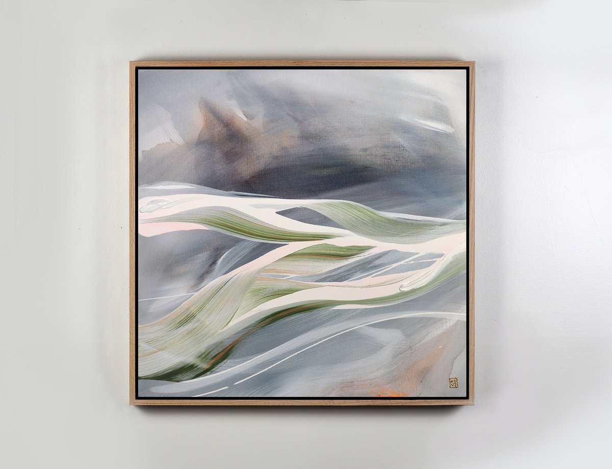 Abstract Acrylic Painting By Novi Lim, 32 X 32", At Ease, Original Artwork