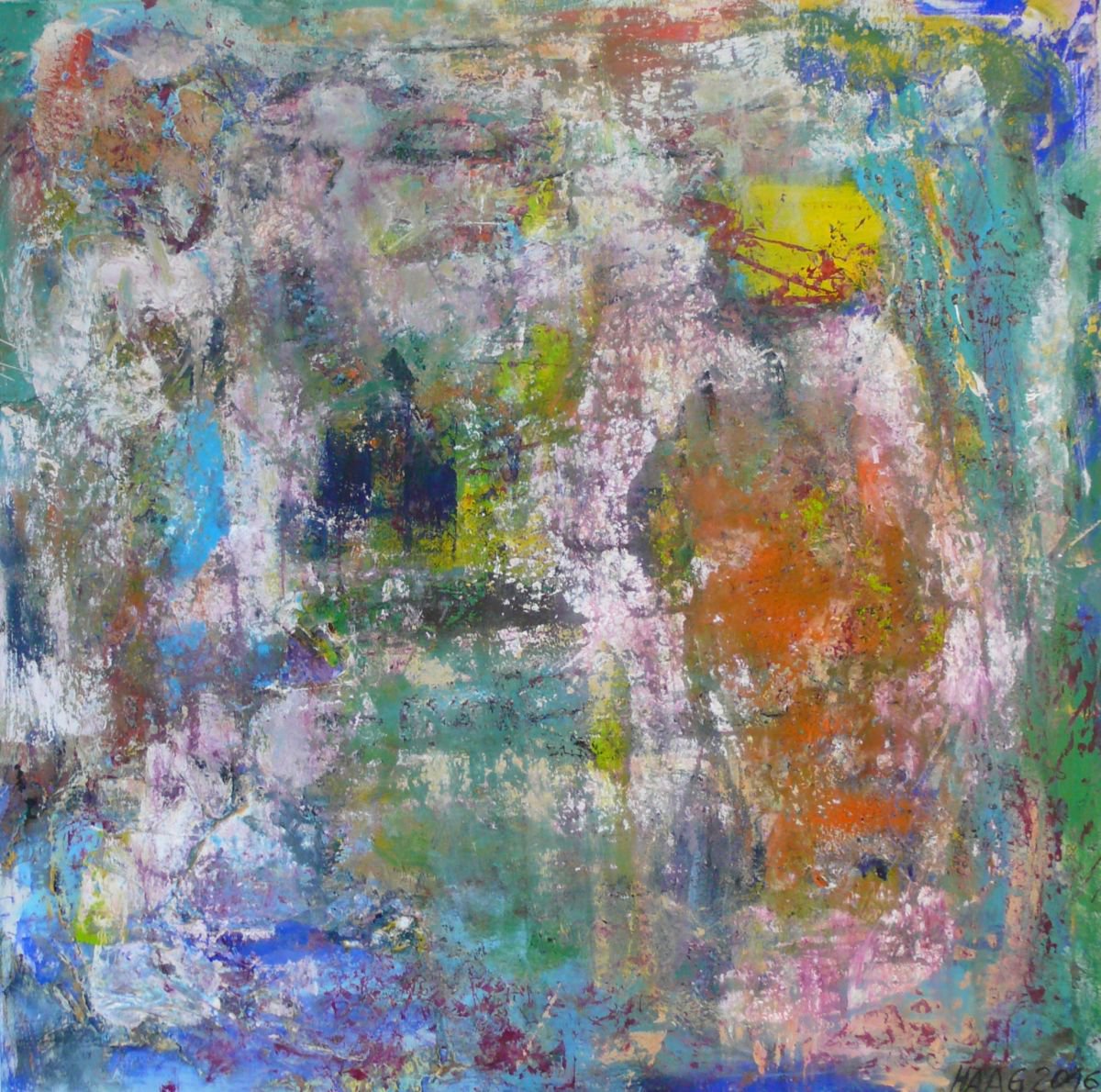 Abstract Acrylic Painting By Christel Haag, 31 X 31, Fata Morgana, Original Artwork