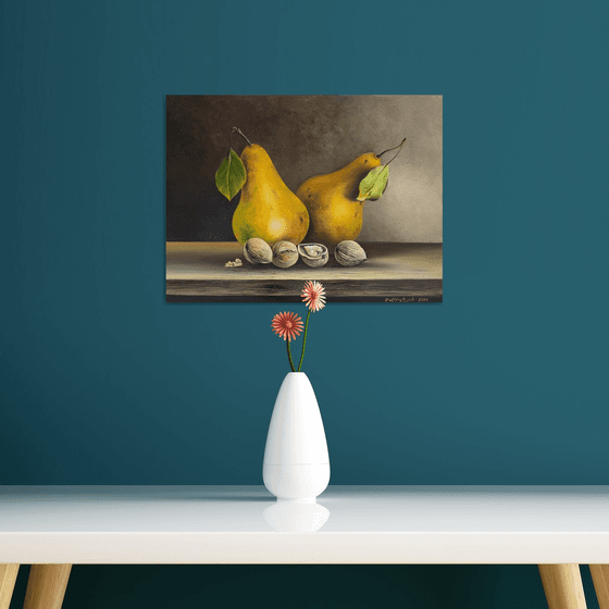 Two Pears and Walnuts