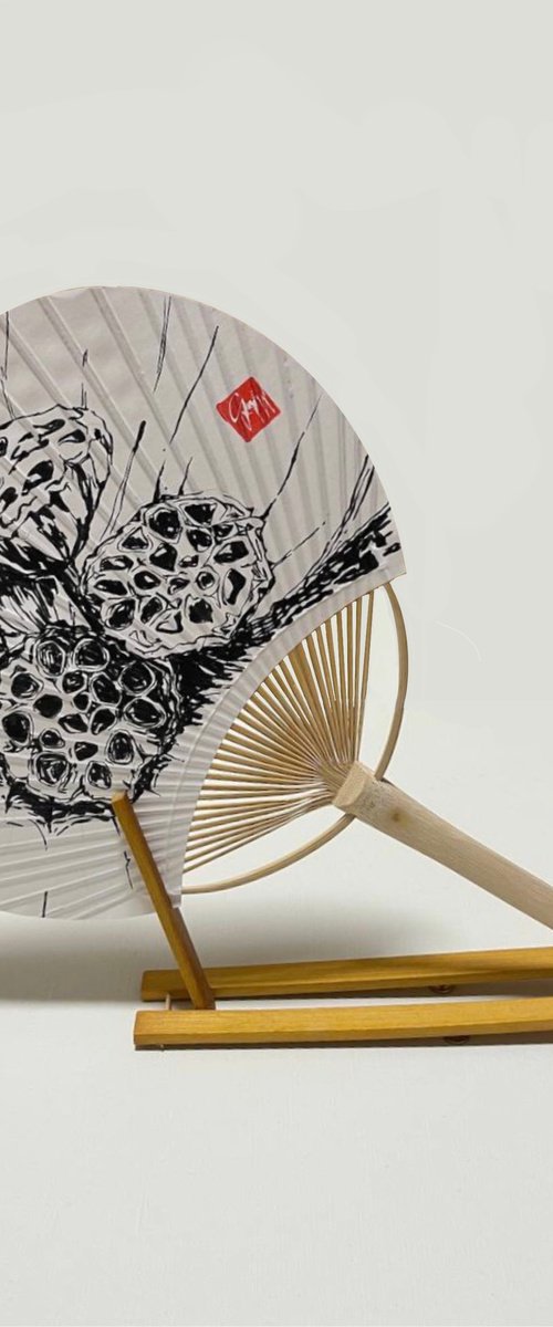 Lotus pods on fan by Guzel Min